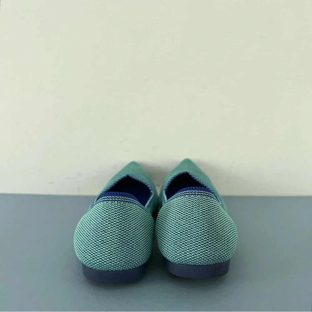 Rothy’s‎ The Point Aquamarine Blue Green Washable Knit Retired Ballet Flats
